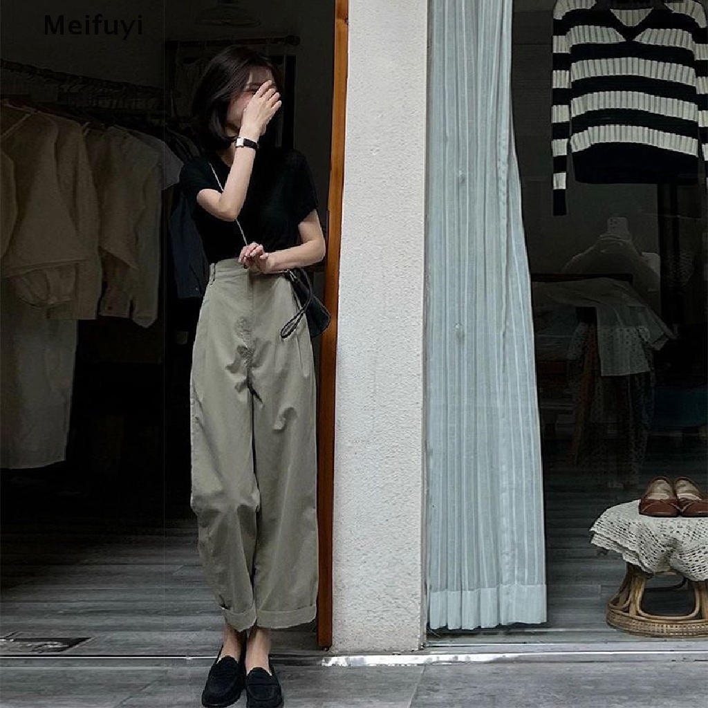 [Meifuyi] Bộ Đồ Túi Hộp Dáng Rộng Dây Rút Màu Trơn Phong Cách Hipster Vintage Harajuku Đường Phố Cá Tính