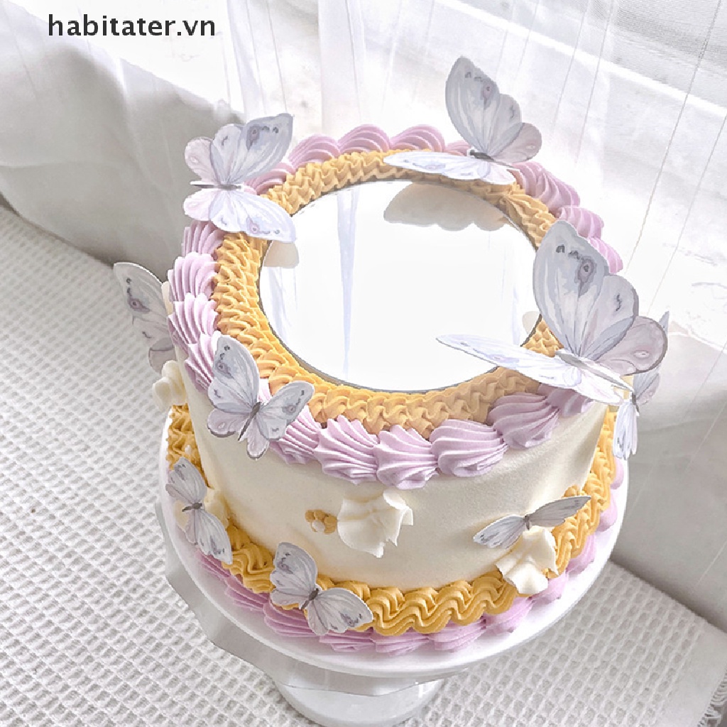 Tem Đóng Dấu Trang Trí Bánh Kem Hình Bướm Màu Vàng Hồng