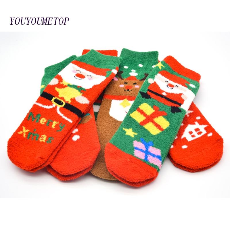 Youyo Set 10 Đôi Tất Nhung In Họa Tiết Giáng Sinh Nhiều Màu Sắc Ấm Áp Mùa Đông Cho Nữ