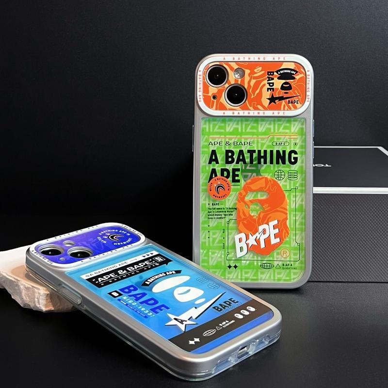 Ốp Điện Thoại Silicon TPU Mềm Mạ Điện Họa Tiết BAPE 2 Trong 1 Bảo Vệ Toàn Diện Cho iphone 14 13 12 11 Pro Max