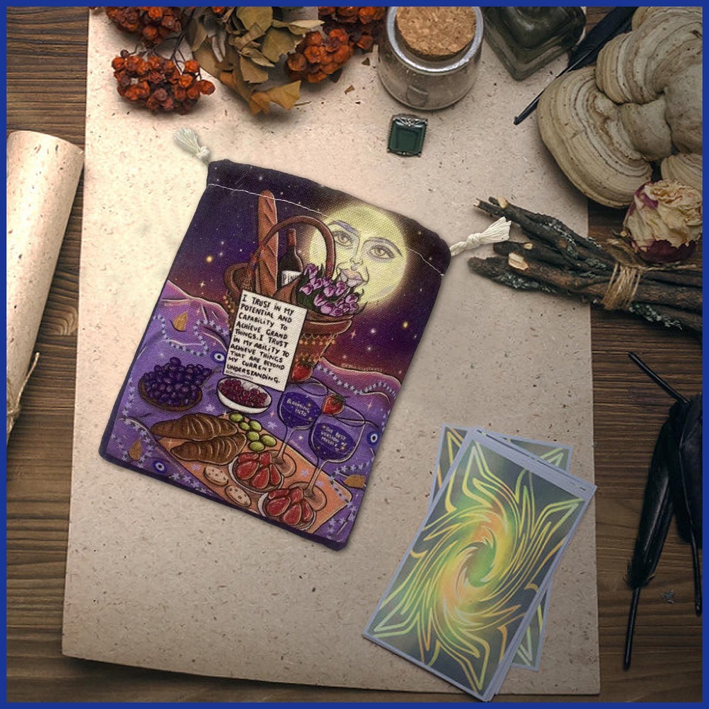 Túi Vải Đựng Bài Tarot Hình Mặt Trăng 5X7 Inch Đa Năng Tiện Dụng