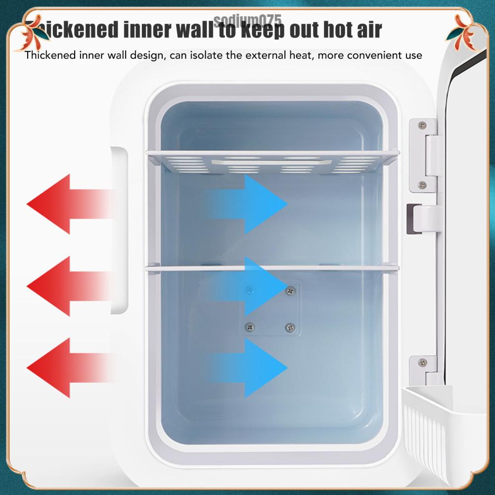 Sodium075 Tủ Lạnh Mini Nhỏ Gọn 8 L Lõi Đơn Đa Chức Năng Làm Mát Di Động Ấm Hơn Sliver