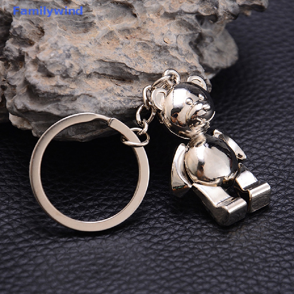 Móc Khóa Hình Gấu 3D Bằng Kim Loại Dễ Thương