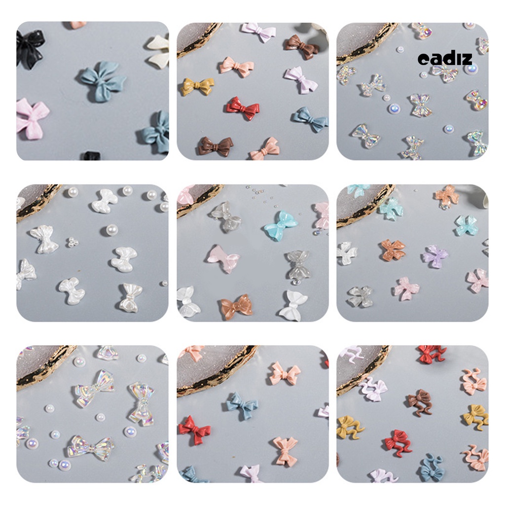 1 Hộp Nhãn Dán Hình Nơ Đính Ngọc Trai Giả Bằng Nhựa Resin Dễ Thương Dùng Trang Trí Móng Tay Nghệ Thuật DIY