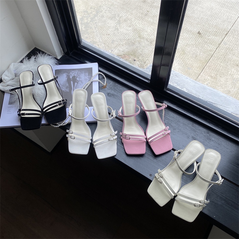 Sandal Cao Gót Quai Ngang Thiết Kế Mới Thời Trang Mùa Hè 2023 Dành Cho Nữ