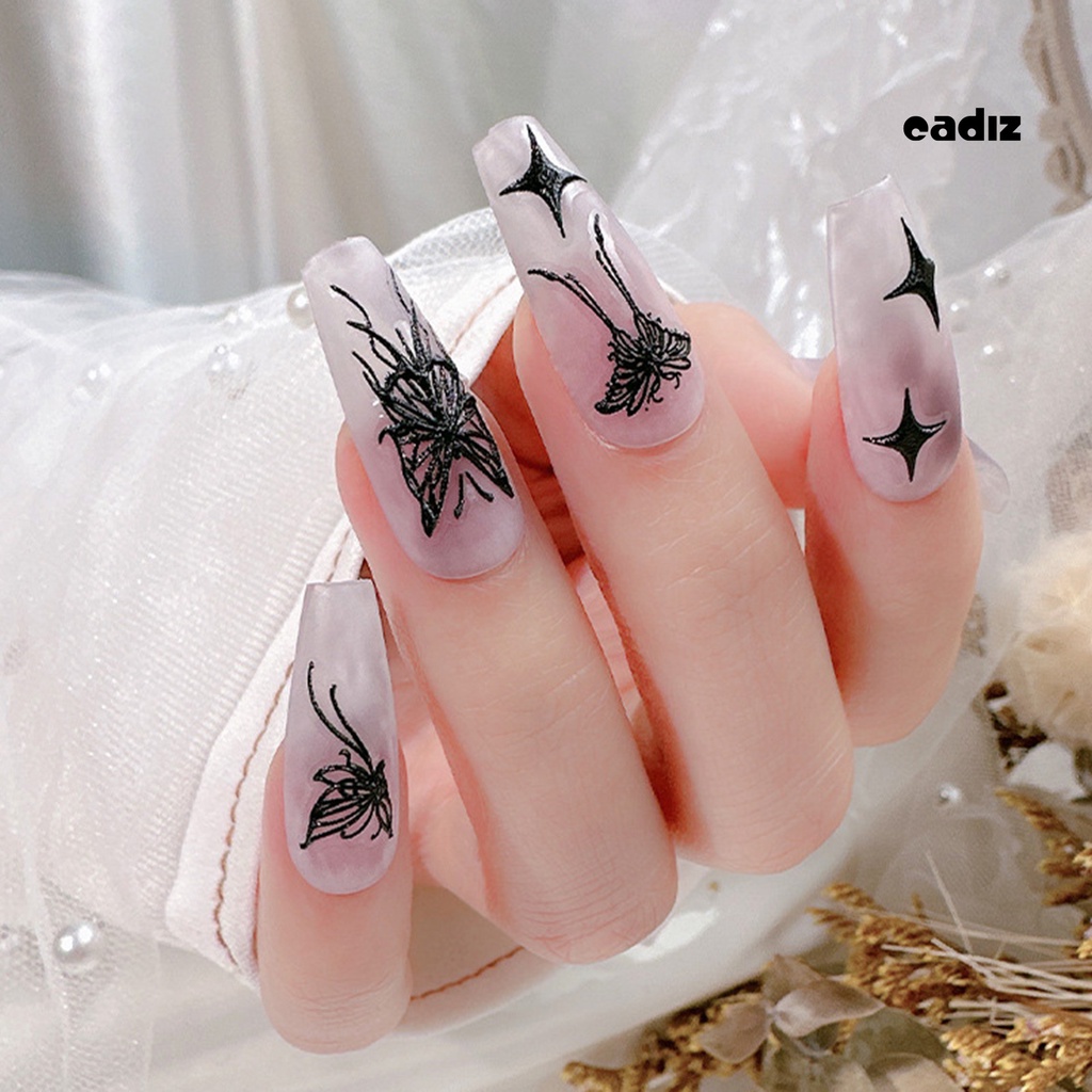 Miếng Dán Trang Trí Móng Tay Hình Bướm Trắng Đen Mini Chống Rơi DIY