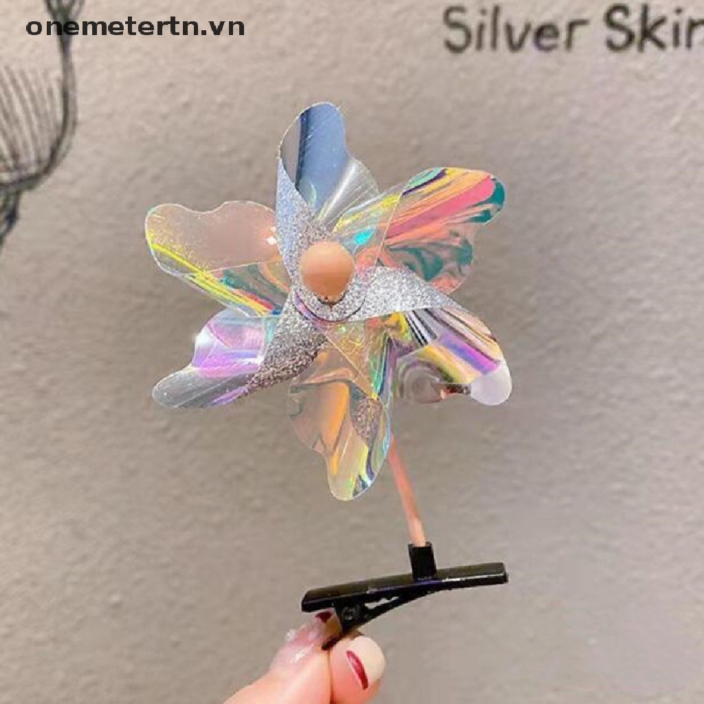 Kẹp Tóc Hình Cối Xay Gió Bằng Nhựa Màu Laser Dễ Thương Cho Bé Gái