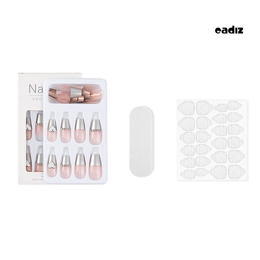 Set 24 Móng Tay Giả Có Keo Dán Đính Đá Trang Trí Toàn Diện Cho Nữ