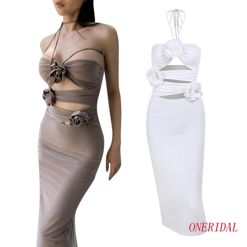 Đầm Midi Dáng Dài Không Tay Họa Tiết Hoa Thời Trang Gợi Cảm Cho Nữ