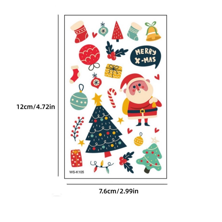 Sticker Dán Hình Xăm Tạm Thời Họa Tiết Giáng Sinh Hoạt Hình Dễ Thương Bắt Mắt