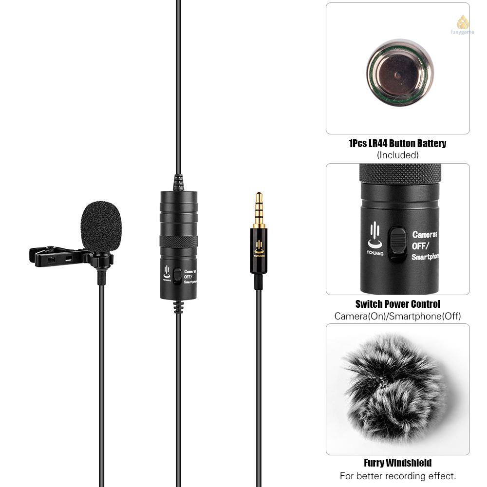 Micro Kẹp Áo Chuyên Nghiệp Jack 3.5mm 6M Kèm Đầu Nối 6.35mm Cho iPhone 6 / 6P Samsung Huawei Tablet Laptop