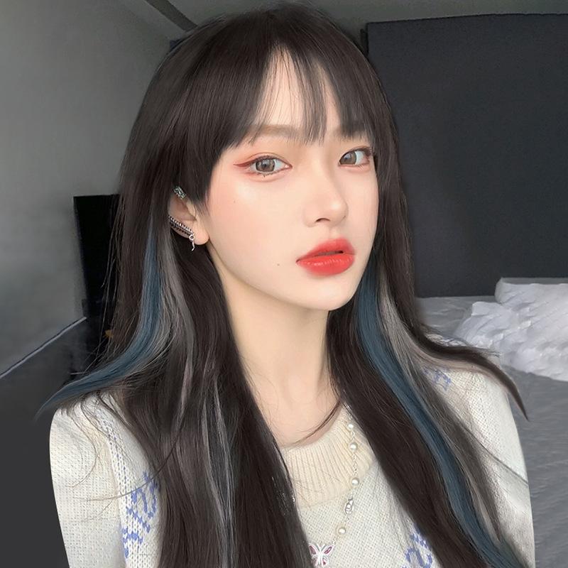 Bộ Tóc Giả Dài Xoăn Nhuộm Màu Thời Trang Hàn Quốc Cho Nữ