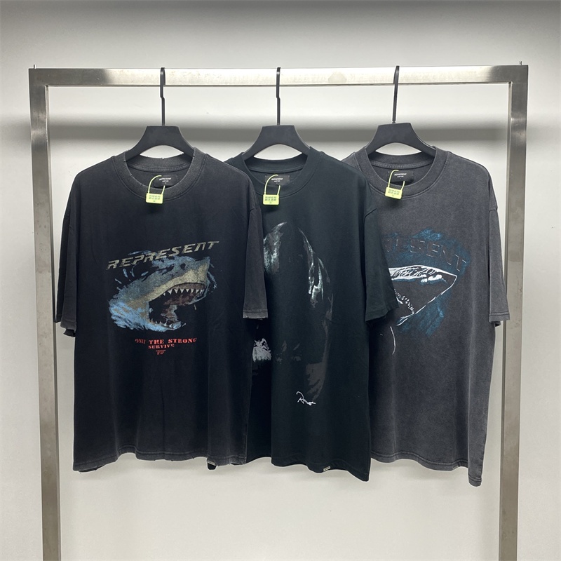 Rep-resent - Teen-tage Tee &amp; - Xu Hướng Mới Nhất Thời Trang Cổ Điển Cá Mập Giặt Nước In Họa Tiết Cổ Điển Đường Phố Cao Cấp Tay Ngắn Jrcfmhsdj