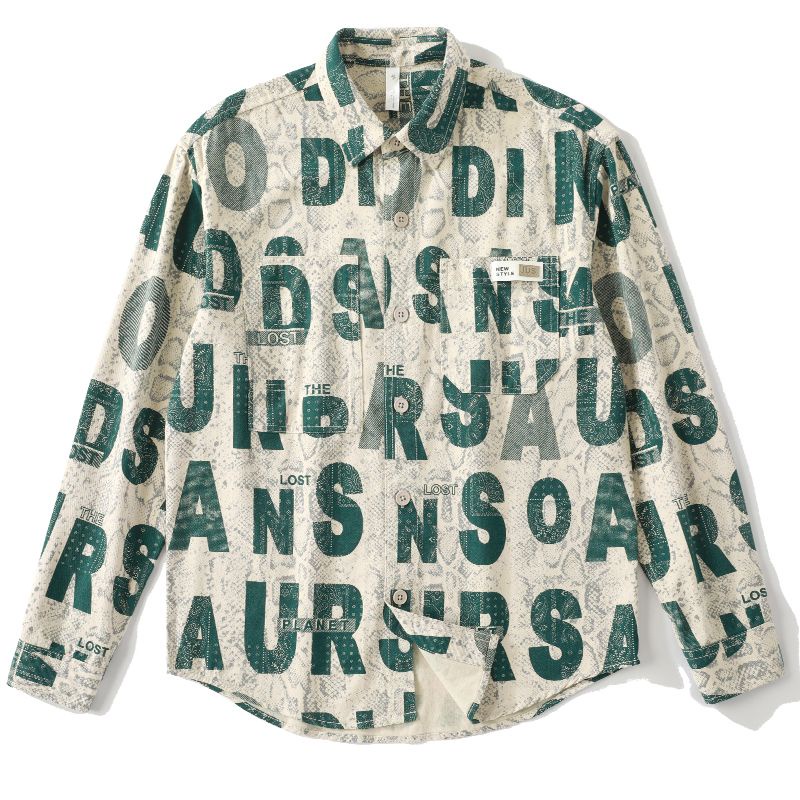 Áo Sơ Mi Tay Dài In Chữ Phong Cách Retro Mỹ Thời Trang Cho Nam