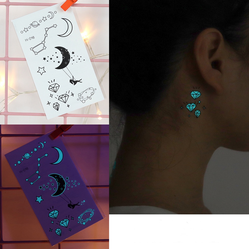 Hình Xăm Dán Tạm Thời Họa Tiết Dạ Quang Chống Thấm Nước