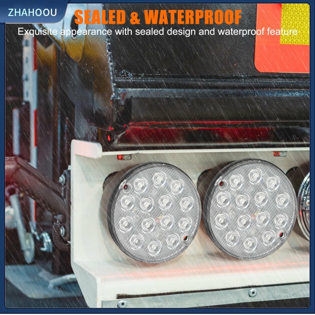 ☃Nhà Cửa☃ Set 2 Đèn Phanh 14 Bóng Led 3-inch Dạng Tròn Chống Thấm Nước Cho Xe Tải