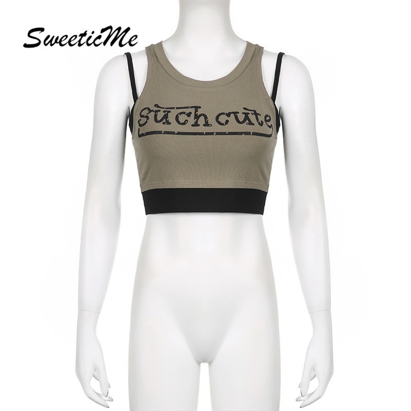 Áo Tank Top Cổ Chữ U Phối Màu Tương Phản Thời Trang 2023 Cho Nữ