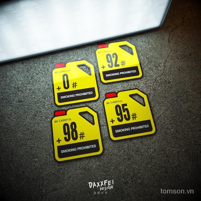 Sticker Dán Nắp Bình Xăng Nhắc Nhở Phản Quang Độc Đáo Miếng Dán Trang Trí Xe Điện 92 95 Chất Lượng Cao