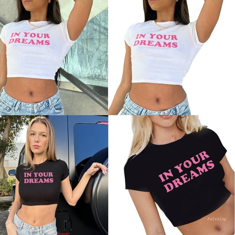 Áo Croptop Tay Ngắn Siêu Nhẹ In Họa Tiết Nhiều Màu Sắc Xinh Xắn Cho Nữ Y2k