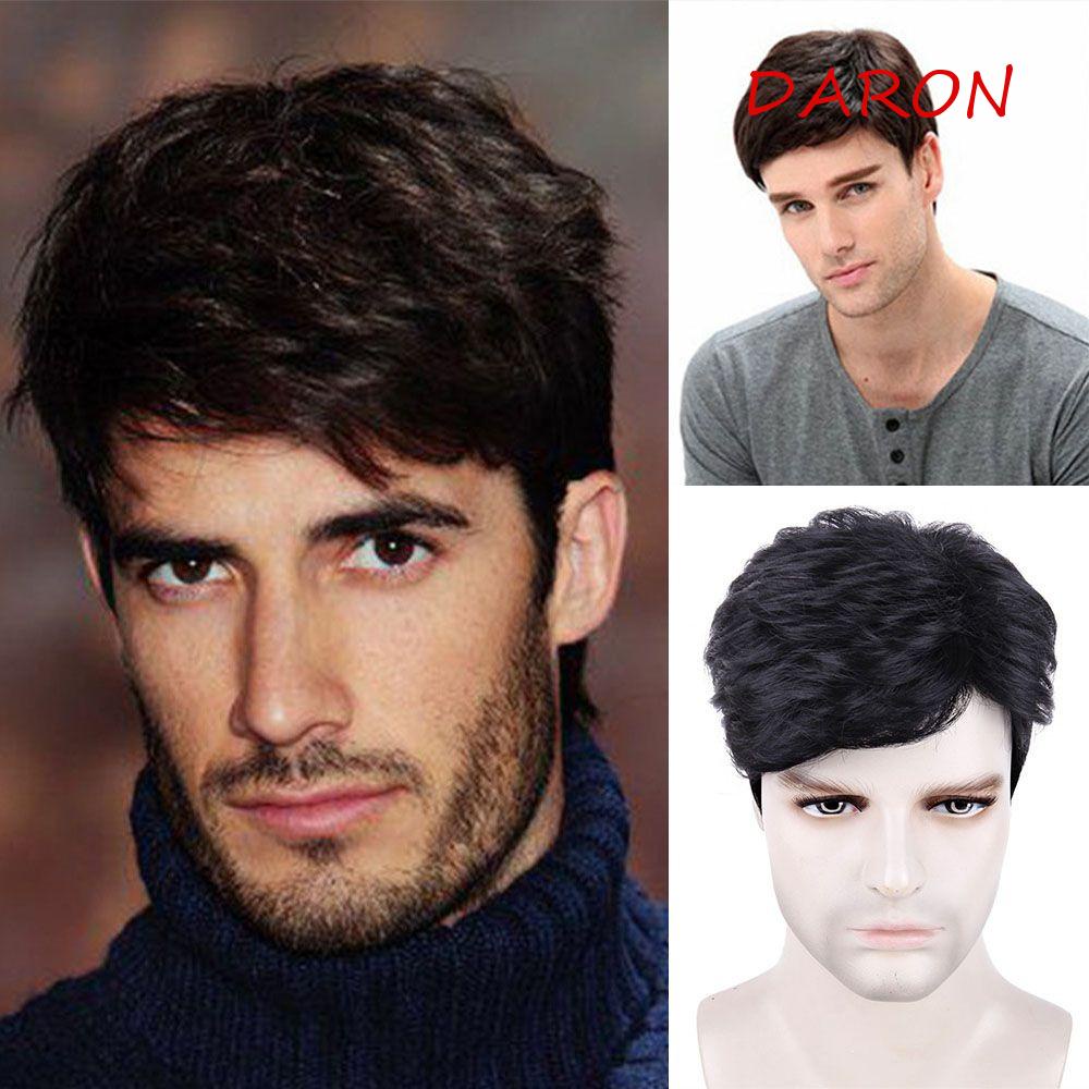 Bộ Tóc Giả Ngắn Xoăn Nhiều Lớp Bằng Sợi Tổng Hợp Tự Nhiên Hóa Trang Cho Nam