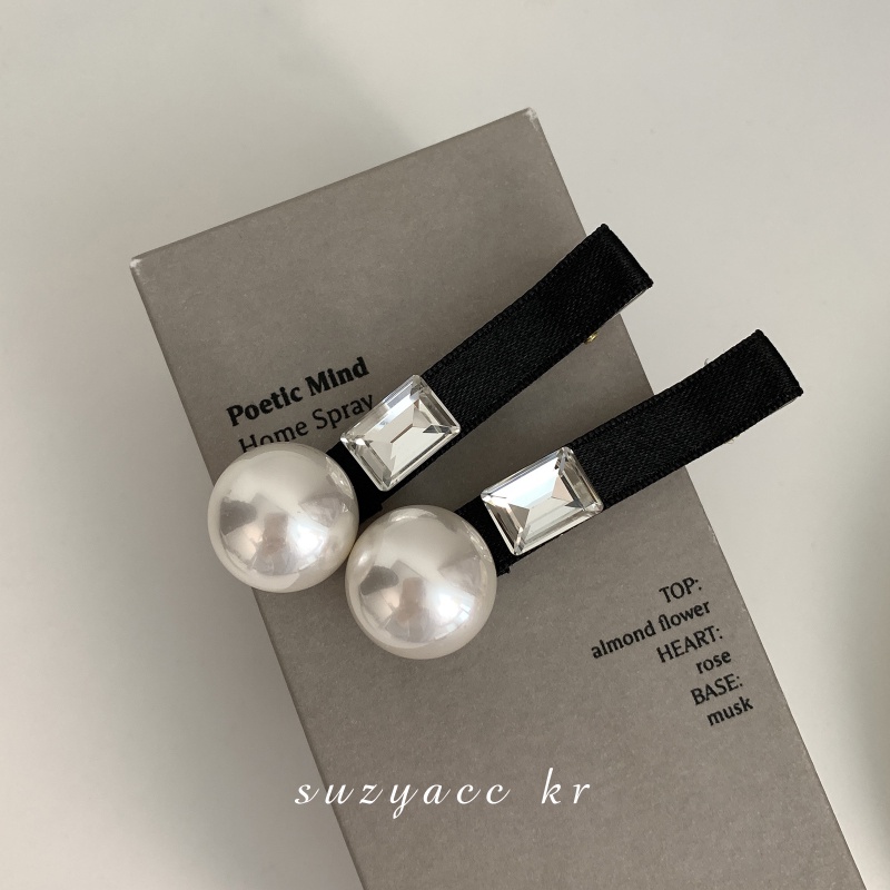 Kẹp Tóc Đính Đá Ngọc Trai Lớn Cao Cấp Phong Cách Pháp Cổ Điển Thời Trang Mới