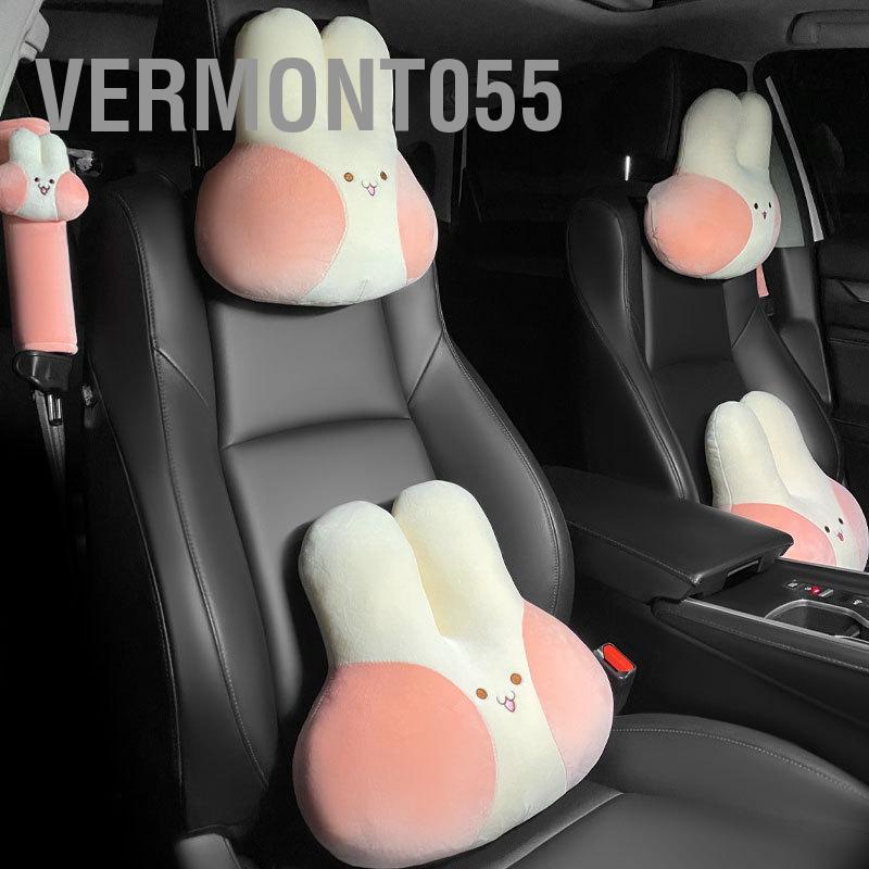 Vermont055 Gối Tựa Đầu Ô Tô Blush Bunny Mềm Mại Thân Thiện Với Làn Da Hoạt Hình Dễ Thương Đệm Ghế Cho