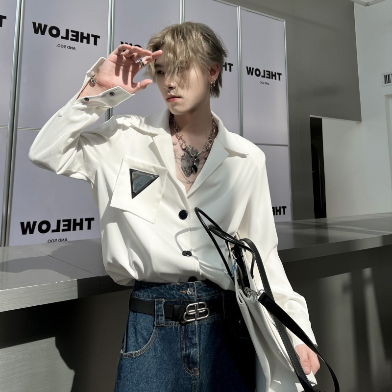 Miếng Đệm Vai Cổ Áo Sơ Mi Nam Hình Tam Giác Bằng Kim Loại Cổ Điển Yuppie Không Cần Khoan Lỗ