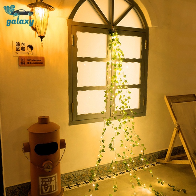 Galaxy Dây Đèn Led 8 Chế Độ Hình Lá Cây Dùng Pin Có Thể Sạc Lại