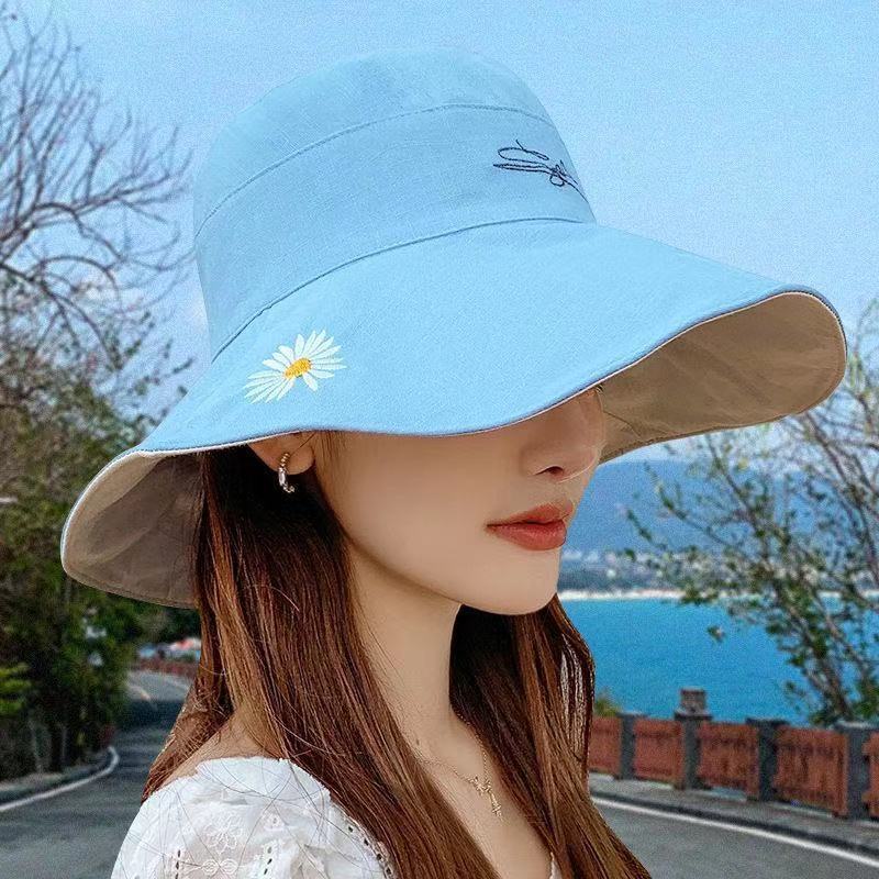 Mũ Bucket Hai Mặt Chống Nắng Họa Tiết Hoa Cúc Phong Cách Mới Thời Trang Mùa Hè Cho Nữ