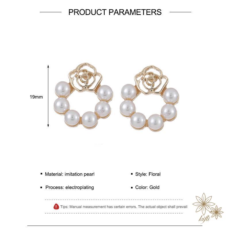 Bông tai khuyên tai bạc nữ đính ngọc trai thời trang Hàn Quốc Pha lê Nơ hồng Hoa tai hình cho phụ nữ Quà tặng phụ kiện trang sức