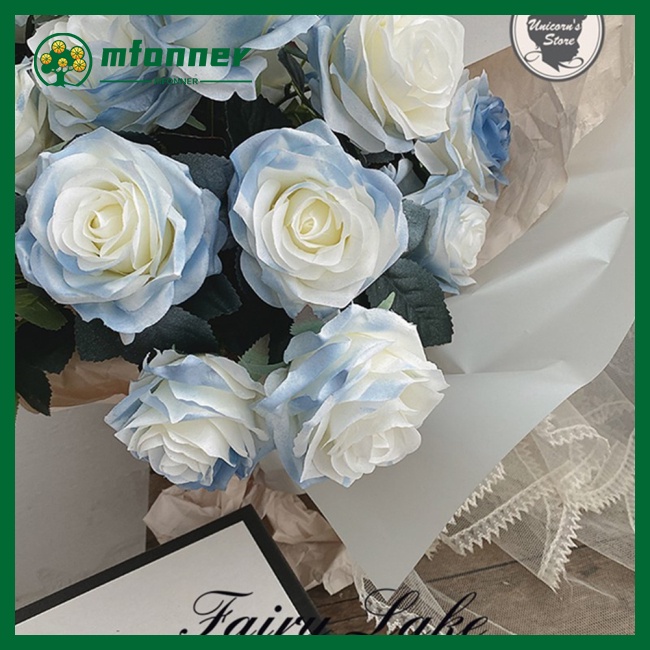 1 Nhánh Hoa Hồng Giả Màu Xanh Dương Lạnh Dưỡng Ẩm Cảm Giác Như Thật Trang Trí Nhà Cửa / Làm Quà Valentine