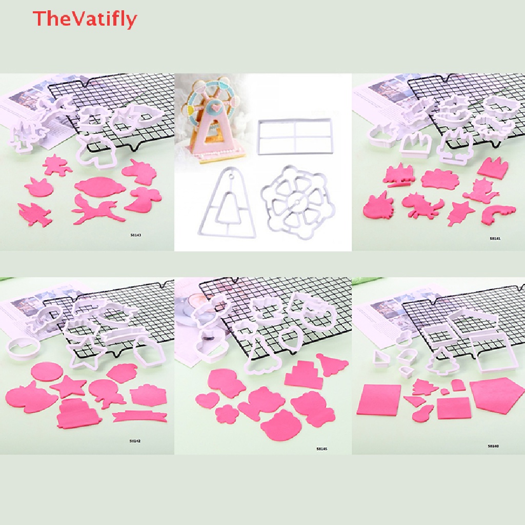 1 Bộ Khuôn Bánh Hình Đu Quay Công Viên Bằng Nhựa Họa Tiết Động Vật Biển Hoạt Hình Diy