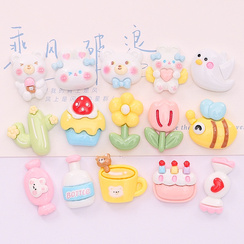 Bộ 10 Kẹp Tóc Nhựa Hình Thỏ Gấu Hoạt Hình Dễ Thương