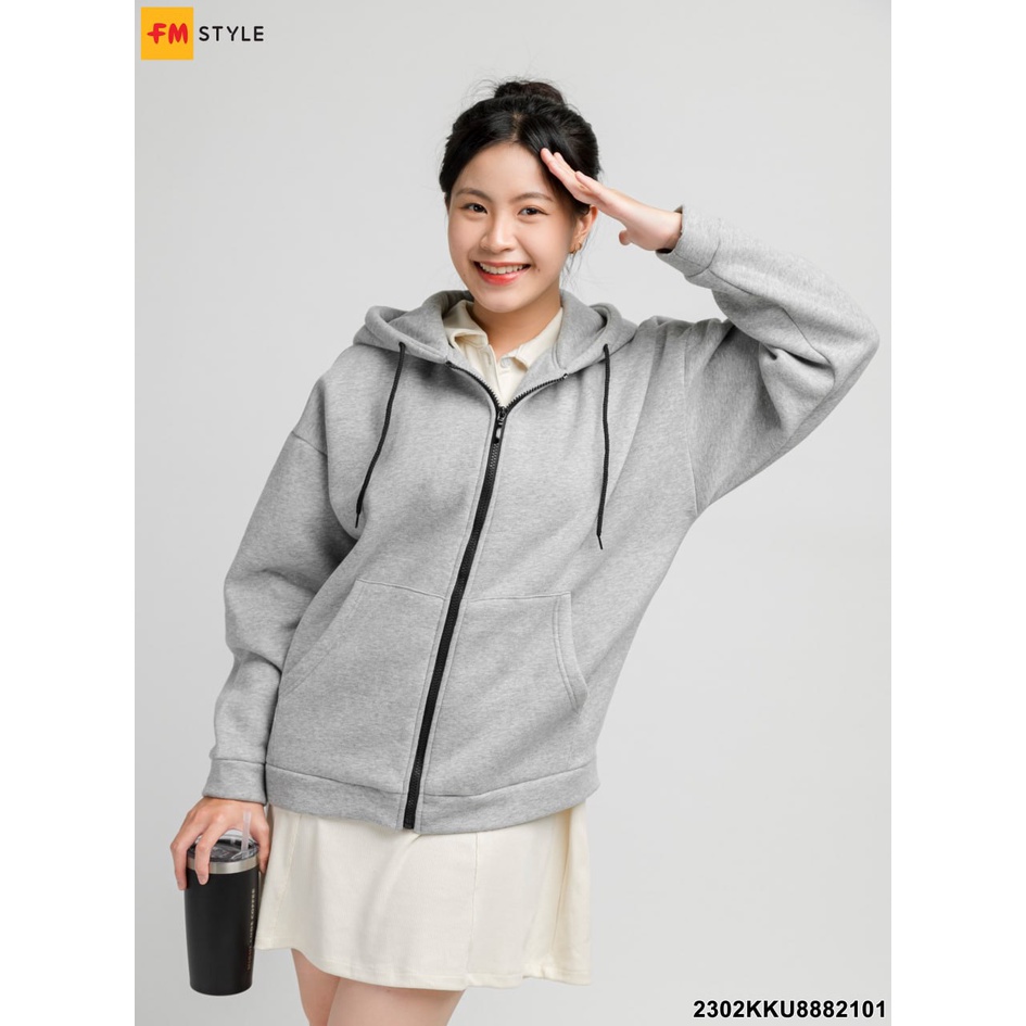 Áo khoác hoodie zip khóa kéo phom rộng unisex FMstyle basic dành cho nam nữ trẻ trung năng động 23020592