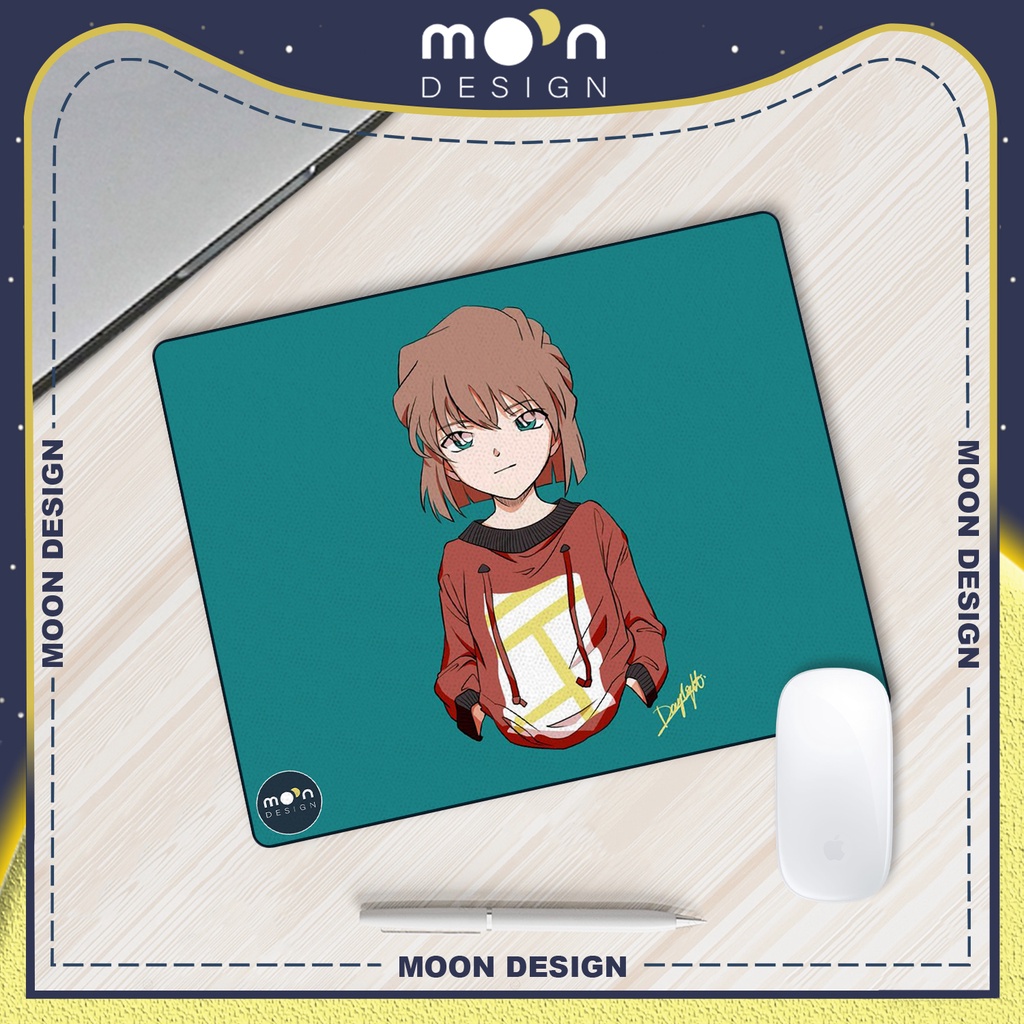 Miếng Lót Chuột Gaming in hình Conan Haibara Pad Decor bàn làm việc size Tròn 25/35/21x26/25x31