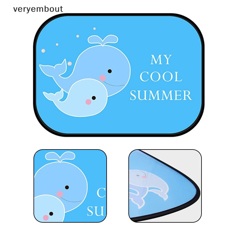 Set 2 Tấm Che Nắng Cho Cửa Sổ Xe Hơi Họa Tiết Hoạt Hình Có Thể Gấp Gọn Cho Bé