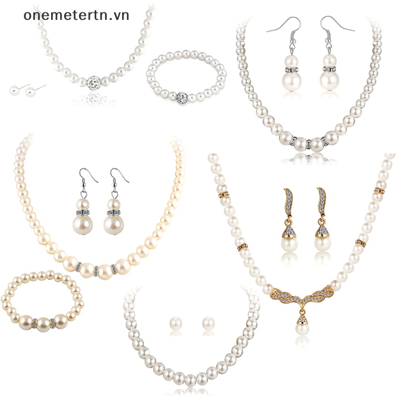 Bộ Trang Sức Đính Ngọc Trai Nhân Tạo Thời Trang Dành Cho Nữ