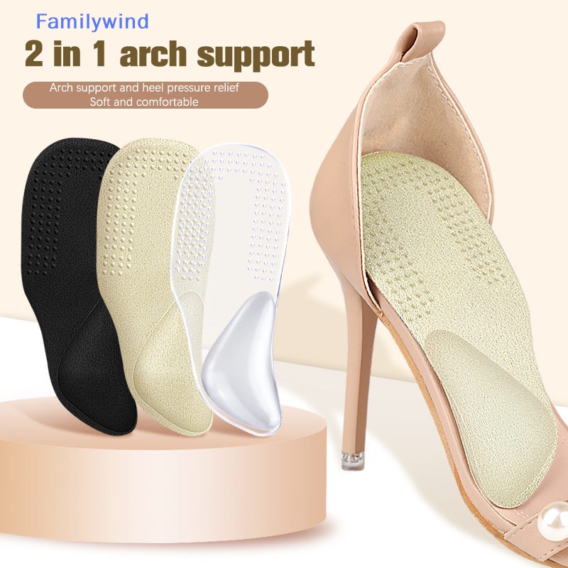 1 Cặp Đệm Lót Giày Cao Gót Dạng Vòm Tự Dính Thấm Hút Mồ Hôi Chống Trượt