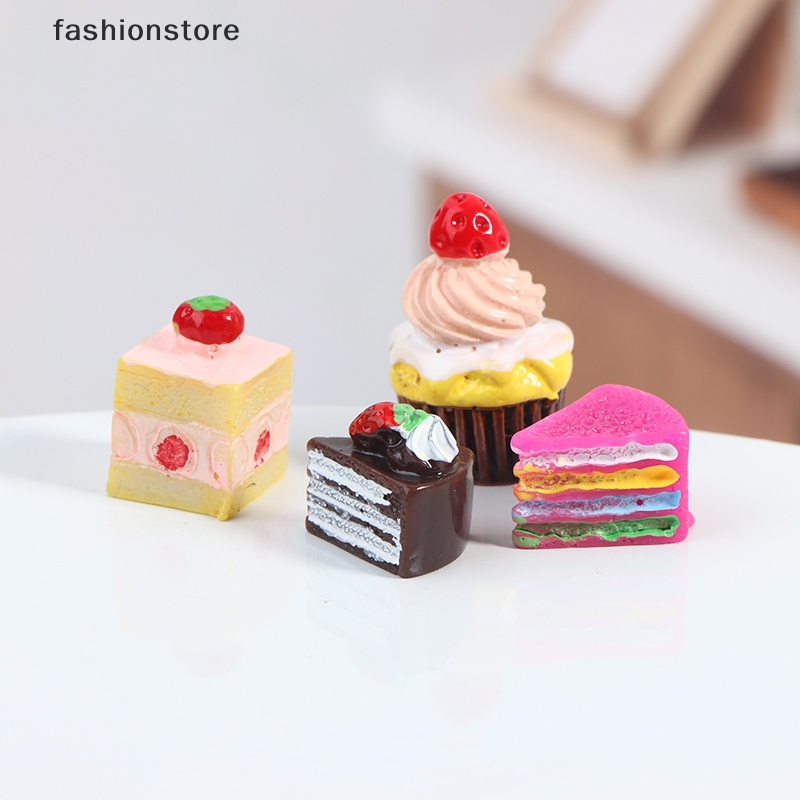 Set 5 Mô Hình Bánh Kem Dâu Tây Tỉ Lệ 1: 12 Trang Trí Nhà Búp Bê