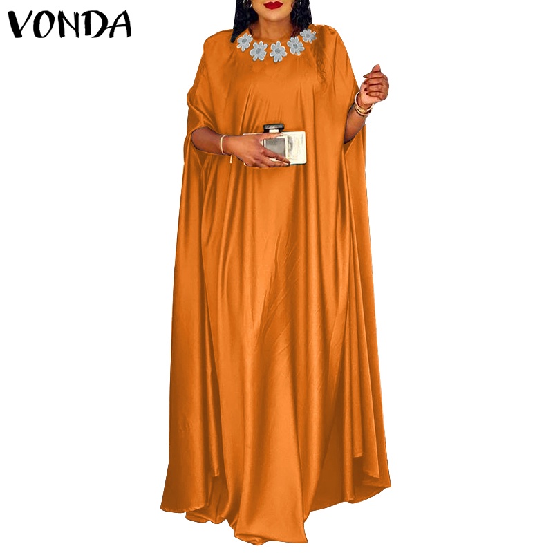 Đầm VONDA tay ngắn cổ tròn phối ren phong cách cổ điển dành cho nữ