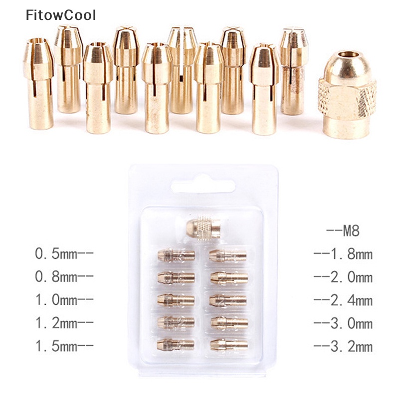 Set 10 / 11 Đầu Kẹp Mũi Khoan Mini Đường Kính 0.5-3.2mm 4.8mm Bằng Đồng Thau Cho Máy Khoan Dremel