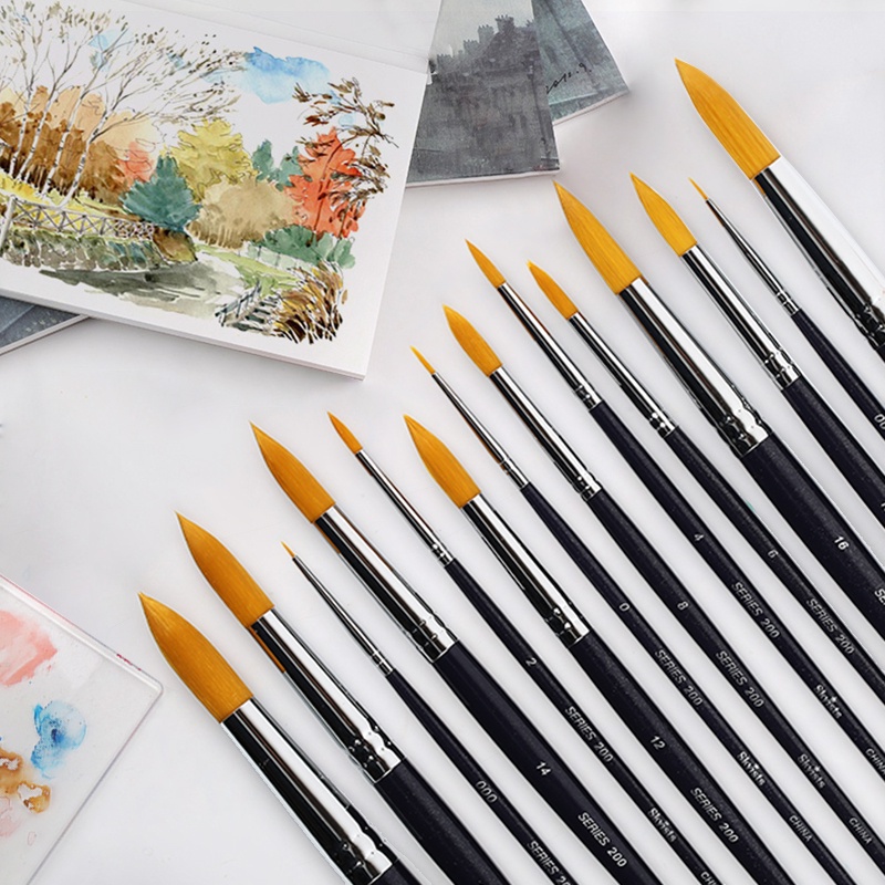 Cọ Vẽ Màu Nước Đầu Phẳng / Tròn Bằng Nylon Dành Cho Trẻ Em Vẽ Tranh DIY