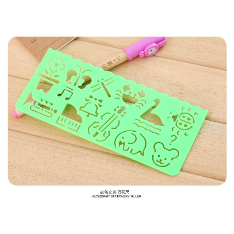 Bộ 4 Thước Kẻ Hình Học Đa Năng Họa Tiết Hoạt Hình Sáng Tạo