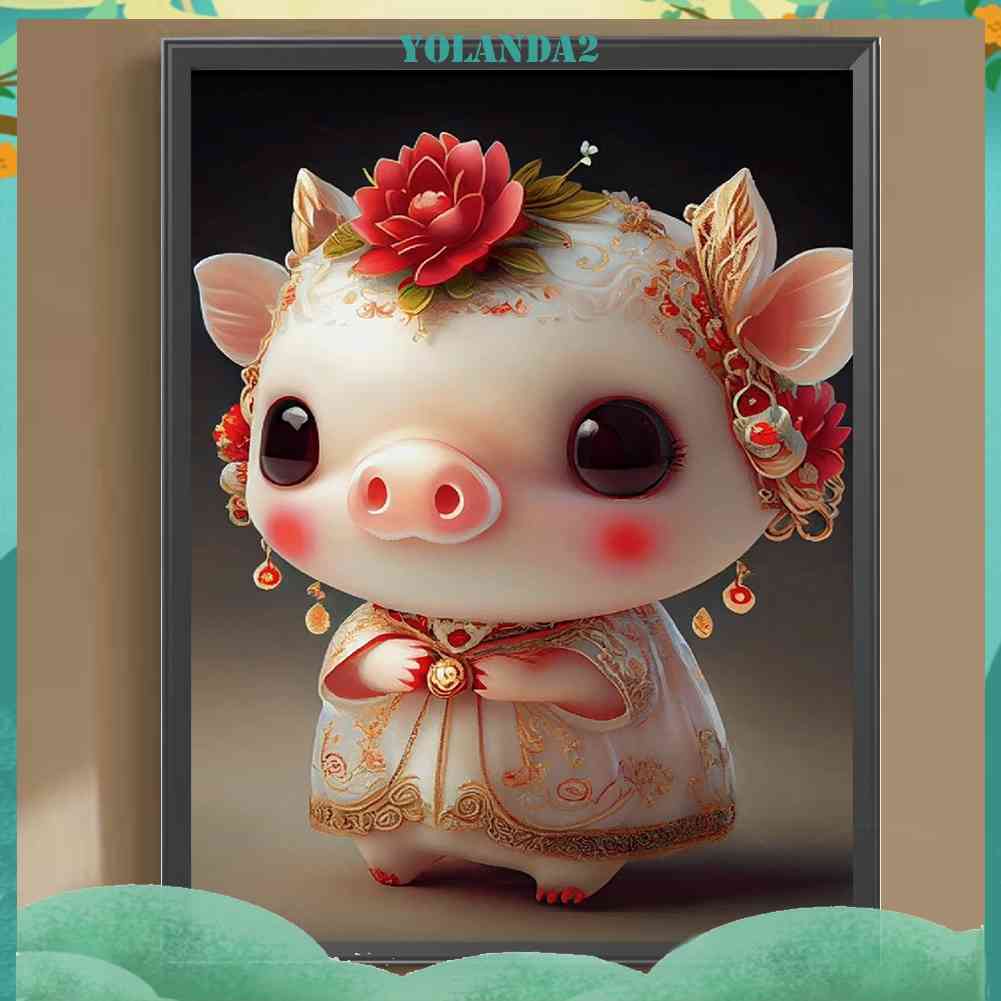 Tranh Đính Đá Kim Cương Toàn Bộ 5D DIY Hình Vẽ Heo