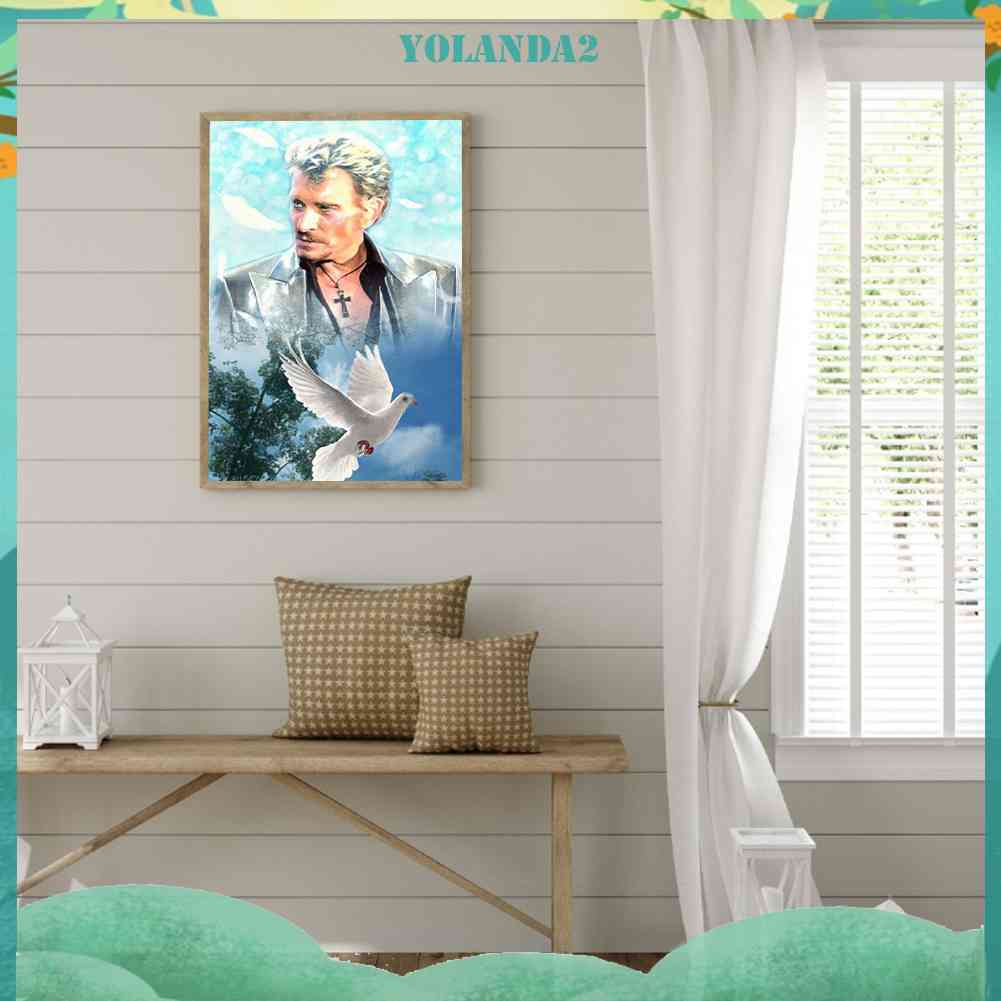 Tranh Đính Đá Kim Cương Toàn Bộ 5D DIY Hình Johnny Halliday