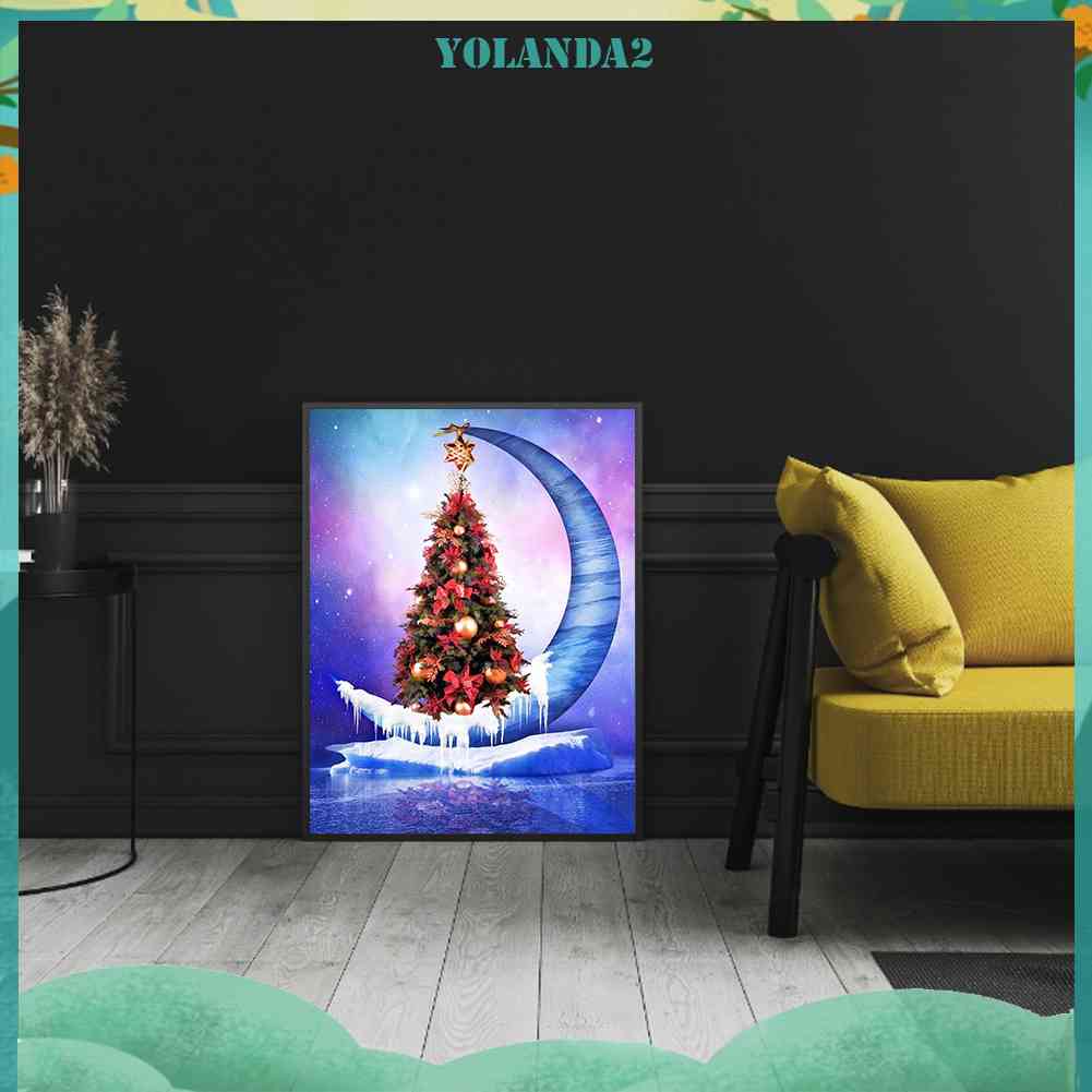 Tranh Đính Đá Kim Cương Toàn Bộ 5D DIY Hình Cây Thông Giáng Sinh