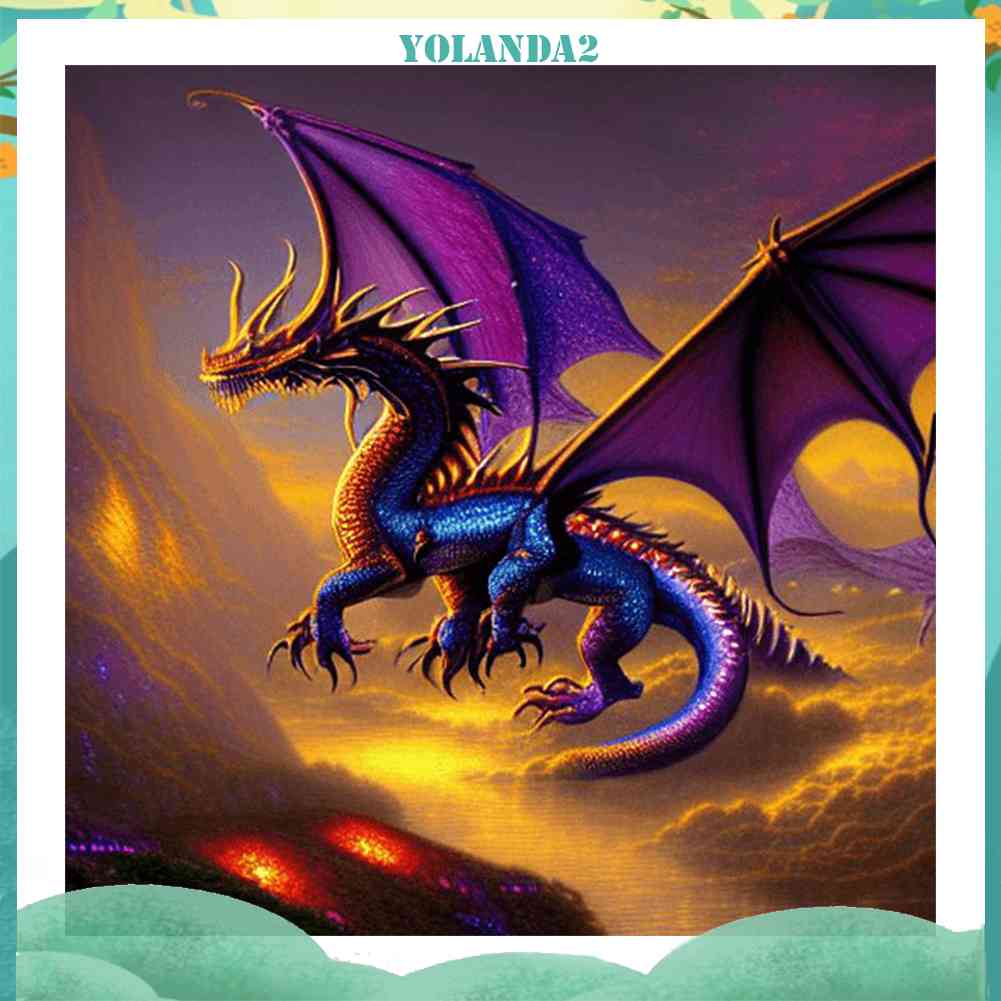 Tranh Đính Đá Kim Cương Toàn Bộ 5D DIY Hình Vẽ Pterosaur Phương Tây