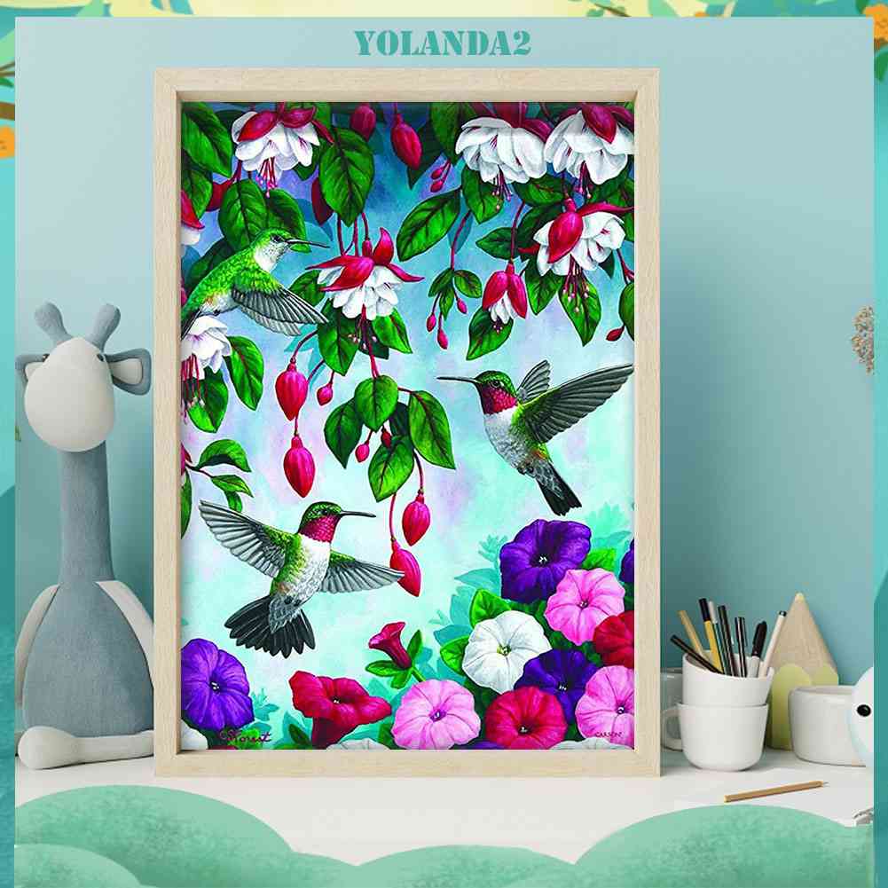 Bộ Tranh Đính Đá 24 Màu Sắc Họa Tiết Chim Ruồi Độc Đáo DIY Dùng Trang Trí Nhà Cửa