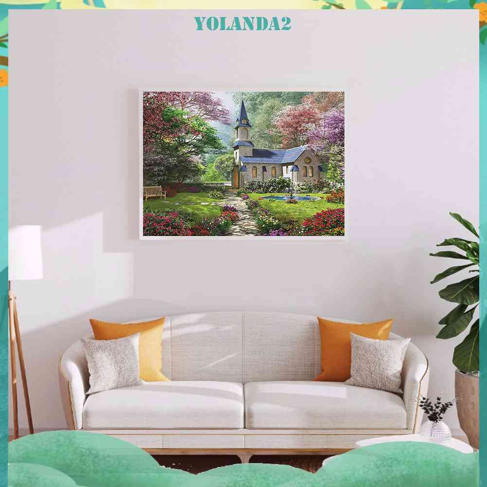 Bộ Tranh Đính Đá 5D Họa Tiết Ngôi Nhà Rừng Độc Đáo DIY Dùng Trang Trí