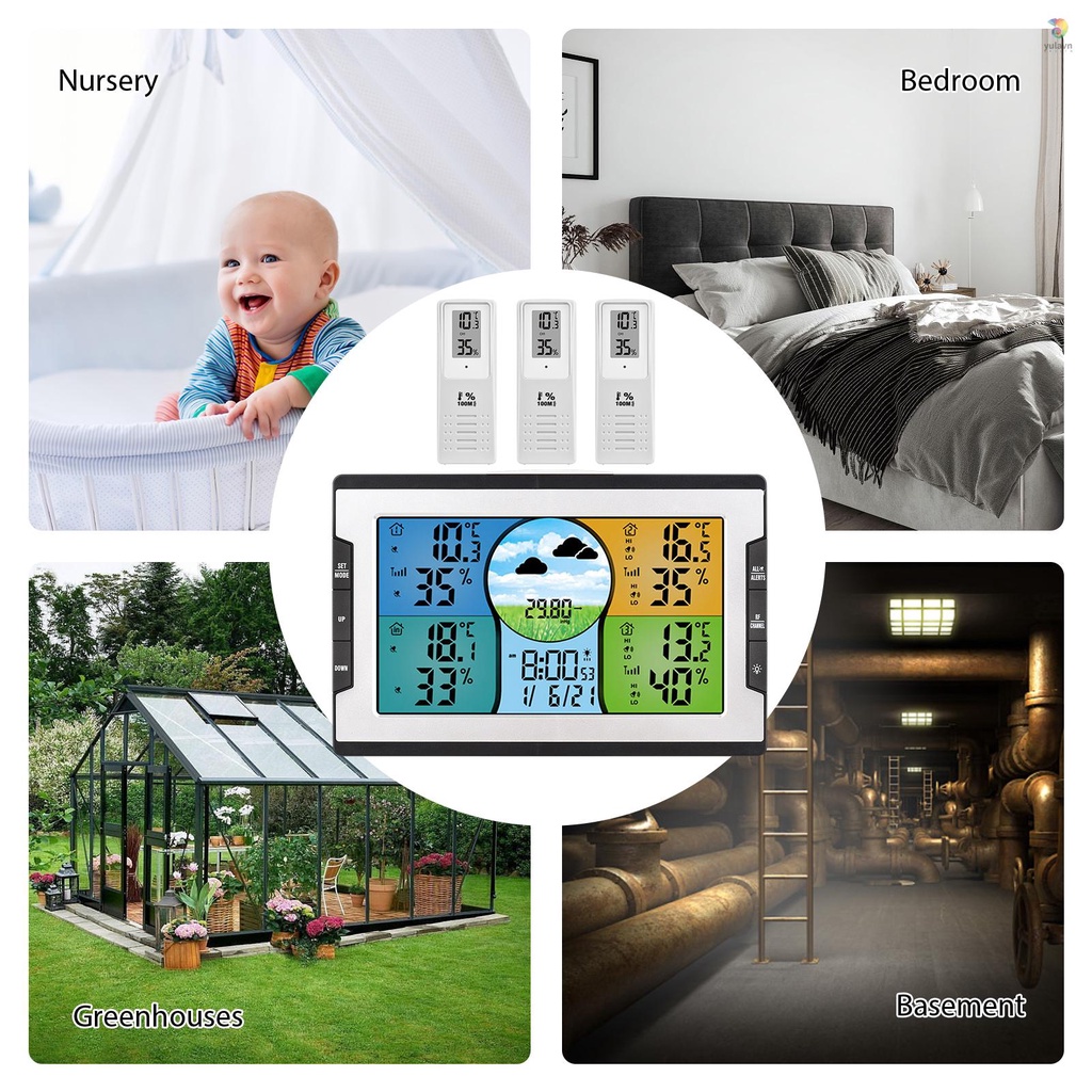 Trạm Thời Tiết Kỹ Thuật Số Với 3 Cảm Biến Điều Khiển Từ Xa 328ft / 100m